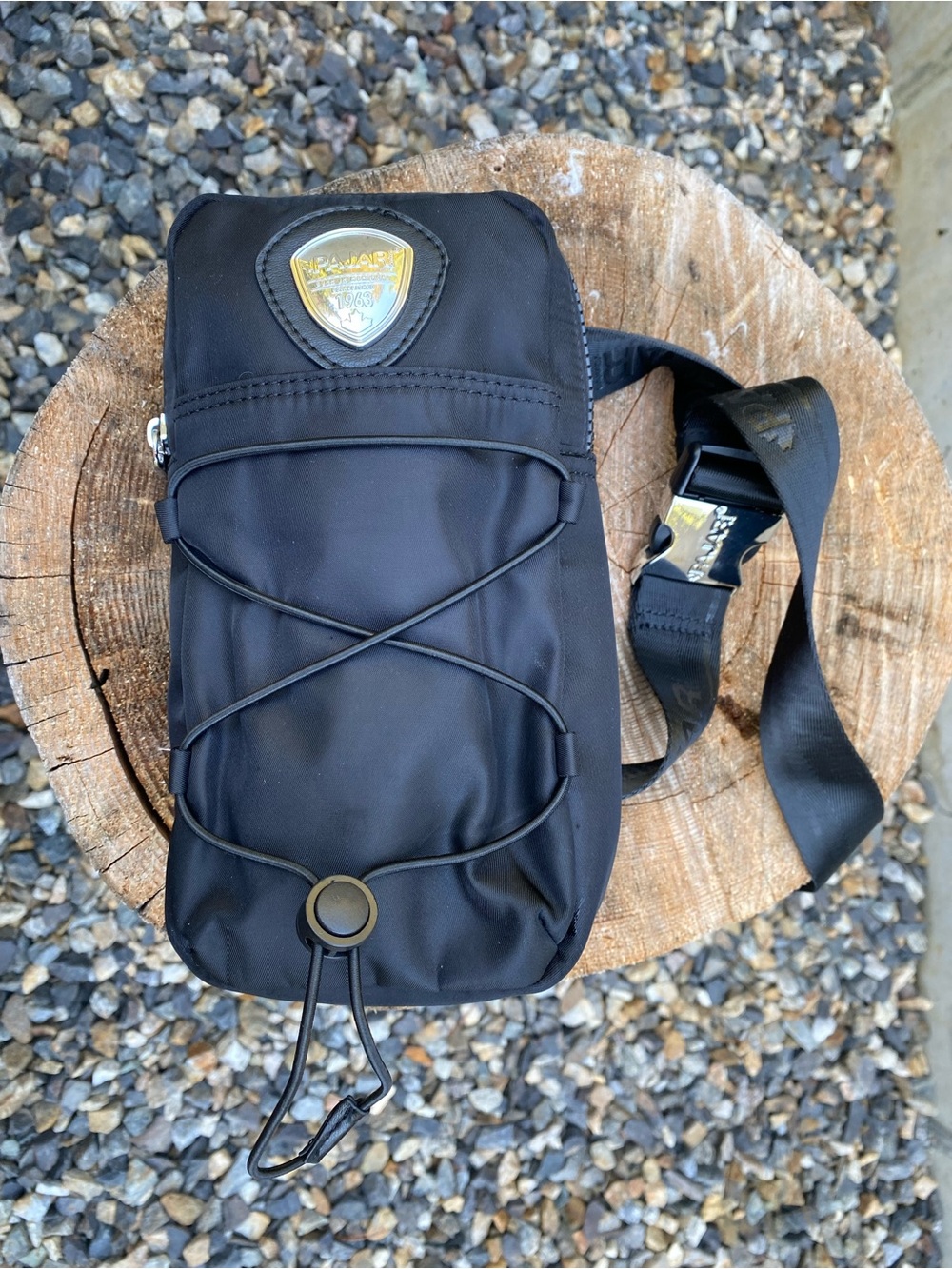 Pajar Black Crossbody Sling Bag with Bungee Front